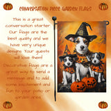 Jack Russell Halloween Puppy Garden Flag with Pumpkin Flag for Outside Thanksgiving Home Decorative Yard Flag for Outdoor Fall Decoration Dog Witch Hat Flags
