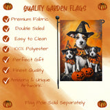 Jack Russell Halloween Puppy Garden Flag with Pumpkin Flag for Outside Thanksgiving Home Decorative Yard Flag for Outdoor Fall Decoration Dog Witch Hat Flags