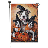 Pitbull Pumpkin Yard Flag for Halloween Outdoor Holiday Yard Decoration for Porch Lawn Garden Party Welcome Seasonal Autumn Fall Winter Witch Hat Dog Yard Flag