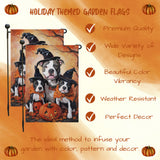 Pitbull Pumpkin Yard Flag for Halloween Outdoor Holiday Yard Decoration for Porch Lawn Garden Party Welcome Seasonal Autumn Fall Winter Witch Hat Dog Yard Flag