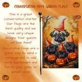 Pug Halloween Puppy Pumpkin Witch Hat Garden Flag Holiday Banner Flag for Fall Outdoor Spooky Fall Yard Decorations for Outdoor Porch Lawn Welcome Sign Holiday Banner
