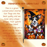 Rat Terrier Dog in Witch Hat Pumpkin Yard Banner for Halloween Lawn Welcome Sign Holiday Banner with Bat Rustic Small Yard Flag for Fall Farmhouse Garden Flag