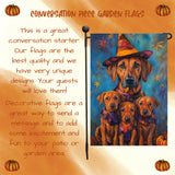 Rhodesian Ridgeback Dog Welcome Halloween Pumpkin Festive Witch Hat Banner for Porch Lawn Decoration for Fall Autumn Yard Flag Dog Lovers Party Pathway Decor