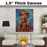 Rhodesian Ridgeback Halloween Wall Art Canvas with Pumpkins Fall Farmhouse Dog Decor for Living Room Autumn and Thanksgiving Gift on Ready to Hang 1.5" Thick Canvas Wrap, Floating Framed Canvas, Flat Rolled Canvas