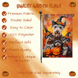Schnauzer Dog Fall Leaves Flags Yard Banner for Outdoor Lawn Porch Garden Holiday Decor for Halloween Witch Hat Dog Garden Flag for Outside Home Party Gifts
