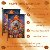 Weimaraner Dog Witch Hat Pumpkin Lantern Garden Flag Banner for Patio Party Fall Outdoor Decoration for Porch Lawn Pathway Dog Lovers Holiday Gift for Halloween