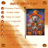 Weimaraner Dog Witch Hat Pumpkin Lantern Garden Flag Banner for Patio Party Fall Outdoor Decoration for Porch Lawn Pathway Dog Lovers Holiday Gift for Halloween