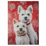 Elegant West Highland White Terrier Couple Painting Gift for Dog Lovers and Cozy Rustic Home Accent on Ready to Hang 1.5" Thick Canvas Wrap, Floating Framed Canvas, Flat Rolled Canvas