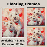 West Highland White Terrier Couple Sweet Loyal White Dogs Painting Gift for Dog Lovers Rustic Cozy Home Accent on Ready to Hang 1.5" Thick Canvas Wrap, Floating Framed Canvas, Flat Rolled Canvas