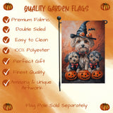 Yorkipoo Halloween Scary Pumpkin Bat Decor Flag for Lawn Porch Thanksgiving Decoration Scary Seasonal Yard Sign for Dog Lovers Witch Hat Yard Mailbox Flag Gifts