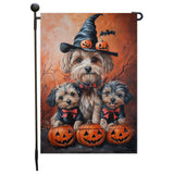 Yorkipoo Halloween Scary Pumpkin Bat Decor Flag for Lawn Porch Thanksgiving Decoration Scary Seasonal Yard Sign for Dog Lovers Witch Hat Yard Mailbox Flag Gifts