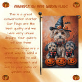 Yorkipoo Halloween Scary Pumpkin Bat Decor Flag for Lawn Porch Thanksgiving Decoration Scary Seasonal Yard Sign for Dog Lovers Witch Hat Yard Mailbox Flag Gifts