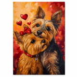 Charming Yorkshire Terrier Couple Painting for Dog Lovers and Warm Home Accents on Ready to Hang 1.5" Thick Canvas Wrap, Floating Framed Canvas, Flat Rolled Canvas