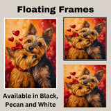 Charming Yorkshire Terrier Couple Painting for Dog Lovers and Warm Home Accents on Ready to Hang 1.5" Thick Canvas Wrap, Floating Framed Canvas, Flat Rolled Canvas