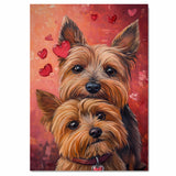 Elegant Yorkshire Terrier Couple Painting for Dog Lovers and Romantic Home Accents on Ready to Hang 1.5" Thick Canvas Wrap, Floating Framed Canvas, Flat Rolled Canvas