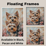 Yorkshire Terrier Couple Painting Gift for Dog Lovers and Cozy Home Accent on Ready to Hang 1.5" Thick Canvas Wrap, Floating Framed Canvas, Flat Rolled Canvas