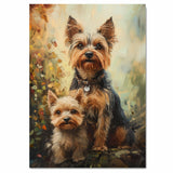 Yorkshire Terrier Couple Painting for Dog Lovers and Cozy Rustic Home Accents on Ready to Hang 1.5" Thick Canvas Wrap, Floating Framed Canvas, Flat Rolled Canvas