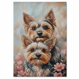 Yorkshire Terrier Couple Painting Gift for Dog Lovers and Cozy Home Accent on Ready to Hang 1.5" Thick Canvas Wrap, Floating Framed Canvas, Flat Rolled Canvas