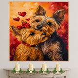 Charming Yorkshire Terrier Couple Painting for Dog Lovers and Warm Home Accents on Ready to Hang 1.5" Thick Canvas Wrap, Floating Framed Canvas, Flat Rolled Canvas