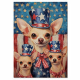 Chihuahua Family in Patriotic Outfits with Stars and Stripes for Fourth of July Americana Celebration Art on Ready to Hang 1.5" Thick Canvas Wrap, Floating Framed Canvas, Flat Rolled Canvas