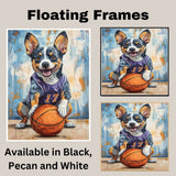 Australian Cattle Dog Basketball Wall Art Sports Dog Print for Boys Room & Game Room Decor – Ready to Hang Canvas Wrap, Floating Frame or Rolled Canvas