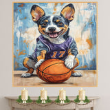 Australian Cattle Dog Basketball Wall Art Sports Dog Print for Boys Room & Game Room Decor – Ready to Hang Canvas Wrap, Floating Frame or Rolled Canvas