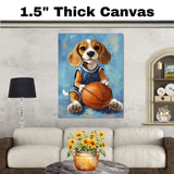 Beagle Basketball Player Wall Art Print Sports Dog Decor for Boys Game Room Gift for Dog Lovers Ready to Hang Canvas or Framed Artwork
