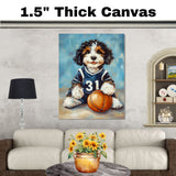 Bernedoodle Basketball Wall Art Print Sports Theme Dog Decor for Kids Game Room or Playroom Gift Ready to Hang Canvas or Framed Artwork