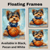 Biewer Terrier Basketball Wall Art Print Sports Theme Dog Decor for Kids Playroom Gift Ready to Hang Canvas or Framed Artwork