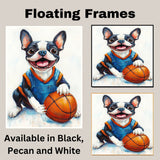 Boston Terrier Basketball Wall Art Canvas Print Sports Decor for Boys Game Room Gift Ready to Hang Canvas or Framed Artwork
