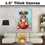 Boxer Dog Basketball Wall Art Canvas Print Sports Decor for Game Room Boys Bedroom or Home Gym Gift Ready to Hang Canvas or Framed Artwork