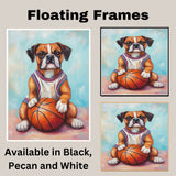 Boxer Dog Basketball Wall Art Canvas Print Sports Decor for Game Room Boys Bedroom or Home Gym Gift Ready to Hang Canvas or Framed Artwork