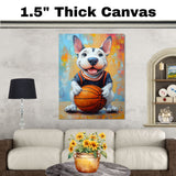 Bull Terrier Basketball Wall Art Print Sports Decor for Boys Bedroom or Home Game Room Gift Ready to Hang Canvas or Framed Artwork