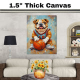 Bulldog Basketball Wall Art Print Sports Home Decor for Game Room Boys Bedroom Gift for Bulldog Owners Ready to Hang Canvas or Framed Artwork
