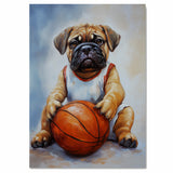 Bullmastiff Basketball Wall Art Print Sports Decor for Game Room Boys Bedroom or Home Gym Gift Ready to Hang Canvas or Framed Artwork