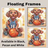 Chesapeake Bay Retriever Basketball Wall Art Print Sports Room Decor for Boys Bedroom or Home Gift Ready to Hang Canvas or Framed Artwork