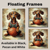 Dachshund Basketball Wall Art Print Sports Room Decor for Kids Playroom or Game Room Gift Ready to Hang Canvas or Framed Artwork
