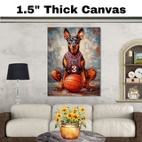 Doberman Puppy Basketball Wall Art Print Sports Room Decor for Boys Bedroom or Home Gym Gift Ready to Hang Canvas or Framed Artwork