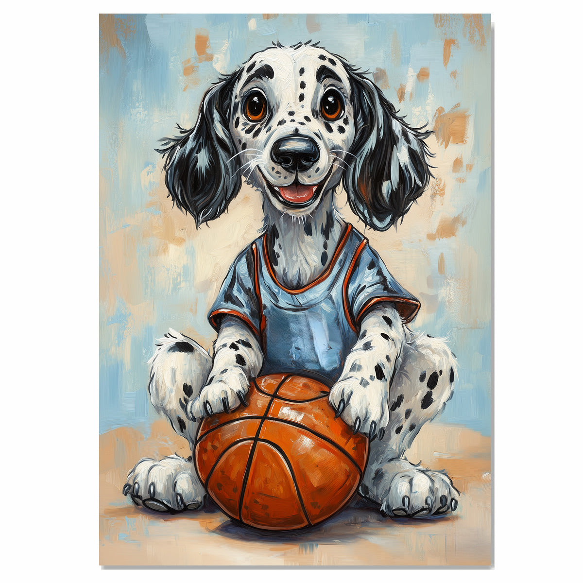 English Setter Basketball Wall Art Print Sports Room Decor for Boys Bedroom or Living Room Gift Ready to Hang Canvas or Framed Artwork