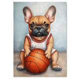 French Bulldog Basketball Wall Art Print Sports Room Decor for Boys Bedroom or Playroom Gift Ready to Hang Canvas or Framed Artwork