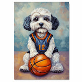 Havanese Puppy Basketball Wall Art Print Sports Decor for Kids Playroom or Game Room Gift Ready to Hang 1.5 Inch Thick Canvas Artwork