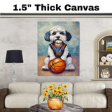Havanese Puppy Basketball Wall Art Print Sports Decor for Kids Playroom or Game Room Gift Ready to Hang 1.5 Inch Thick Canvas Artwork