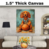 Irish Setter Puppy Basketball Wall Art Print 1.5 Inch Thick Canvas Sports Decor for Teen Bedroom Gift for Dog Owners Red Setter Artwork