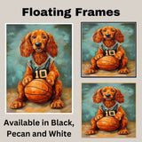 Irish Setter Puppy Basketball Wall Art Print 1.5 Inch Thick Canvas Sports Decor for Teen Bedroom Gift for Dog Owners Red Setter Artwork