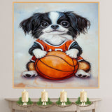 Japanese Chin Puppy Basketball Wall Art Print 1.5 Inch Thick Canvas Kids Room Decor for Playroom or Nursery Gift for Small Dog Lovers
