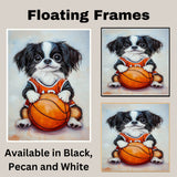 Japanese Chin Puppy Basketball Wall Art Print 1.5 Inch Thick Canvas Kids Room Decor for Playroom or Nursery Gift for Small Dog Lovers
