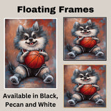 Keeshond Basketball Wall Art Print 1.5 Inch Thick Canvas Sports Decor for Kids Bedroom or Living Room Gift for Dog Owners