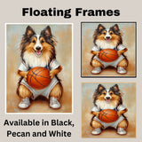 Rough Collie Basketball Wall Art Print 1.5 Inch Thick Canvas Sports Decor for Boys Bedroom or Teen Space Gift for Dog Lovers