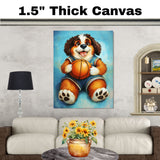 Saint Bernard Basketball Wall Art Print 1.5 Inch Thick Canvas Sports Decor for Boys Bedroom Home Decoration Gift for Dog Lovers