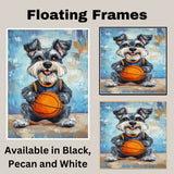 Schnauzer Basketball Wall Art Print 1.5 Inch Thick Canvas Sports Decor for Boys Bedroom or Home Entryway Gift for Dog Lovers